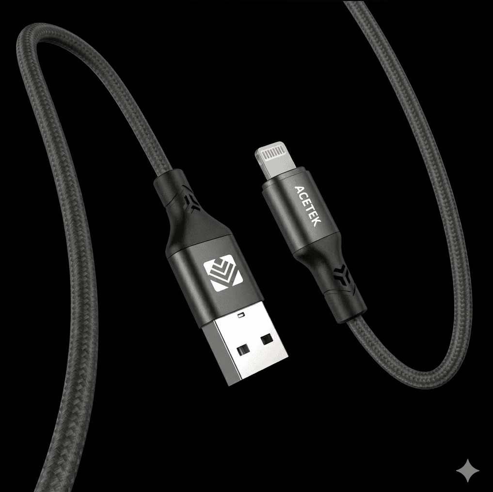 Acetek Nylon USB-A till Lightning Kabel 2m