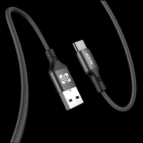 Acetek Nylon USB-A till USB-C Kabel 2m